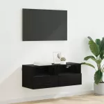 TV sieninė spintelė Juodas ąžuolas 80 x 30 x 30 cm