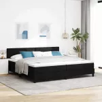 Kiemas lova su LED juostelėmis Juoda 200 x 200 cm audinys