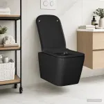 Pakabinamas tualeto puodas Keramika Juoda