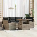 Sodo Sofų Rinkinys su pagalve 7 pcs Pilka