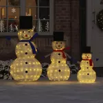 Kalėdų Snieguolių &Scaron;eima su 270 LED 3 pcs &Scaron;ilta balta audinys
