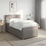 Spyruoklinė lova su čiužiniu Taupe 80 x 200 cm Audinys