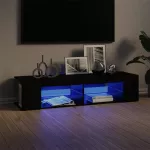 Televizoriaus spintelė su LED ap&scaron;vietimu, juoda, 135x39x30cm