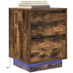 naktinė spintelė su LED lemputėmis rūkytas ąžuolas 38x34x50 cm