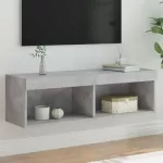 TV spintelė su LED lemputėmis, betono pilka, 100x30x30cm