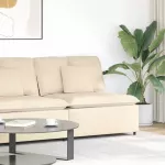 Modulinė sofa su pagalvėlėmis, kreminės spalvos, 100 cm