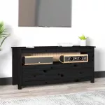 Televizoriaus spintelė, juoda, 114x35x52cm, pu&scaron;ies masyvas
