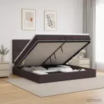 Otmana lova su matracsu ir LED Tamsiai rudas 200 x 200 cm