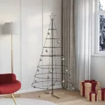 Kalėdų Kūgio Medis s stovu Juoda 180,5 cm Plienas