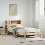 Lova su knygų spinta be čiužinio, 75x190cm, pu&scaron;ies masyvas