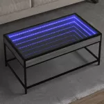 Kavos staliukas su Infinity LED lemputėmis, pilkas, 90x50x41cm
