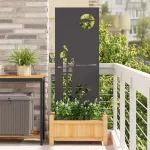 Sodo privatumo ekranas &bdquo;Fretwork&ldquo; Juoda 50 x 140 cm