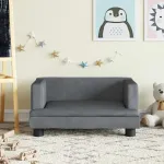 Vaiki&scaron;ka sofa, tamsiai pilkos spalvos, 60x40x30cm, aksomas