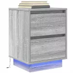 naktinė spintelė su LED lemputėmis Pilka Sonoma 38x34x50 cm