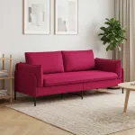 3-Vietis Sofa 3 vietos Vyno raudona 222 x 81 x 89 cm Aksomas