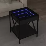 Kavos staliukas su Infinity LED lemputėmis, juodas, 40x40x49cm