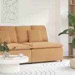 Modulinė sofa su pagalvėlėmis, smėlio spalvos, 100 cm