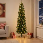 Dirbtinis lieknas Kalėdų medis 210 cm 300 LED &Scaron;ilta balta