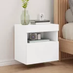 Sieninė TV spintelė su LED lemputėmis, balta, 40x30x40cm