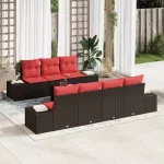 Sodo Sofų Rinkinys su pagalve 8 pcs Ruda poliratanas