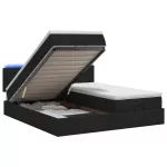 Otmana lova su matracsu ir LED Juoda 200 x 200 cm Audinys