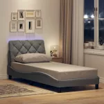 Lovos rėmas su LED be čiužinio, &scaron;viesiai pilkas, 90x190 cm