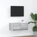 TV spintelė, pilka ąžuolo, 60x31x25,5 cm, apdirbta mediena