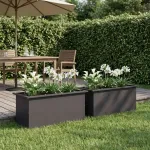 Sodo vazonas su LED 2 vnt. Juoda 40 x 80 x 40 cm Plienas