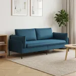 3-Vietis Sofa 3 vietos Mėlyna 222 x 81 x 89 cm Aksomas
