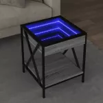 Kavos staliukas su Infinity LED lemputėmis, pilkas, 40x40x49cm