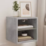 Sieninė TV spintelė su LED lemputėmis, betono, 30x28,5x30cm