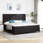 Kiemas lova su LED juostelėmis Juoda 200 x 200 cm Aksomas