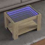 Kavos staliukas su LED, ąžuolo, 73x53x45cm, apdirbta mediena