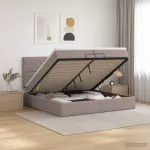 Otmana lova su matracsu ir LED Taupe 200 x 200 cm Audinys