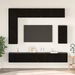 TV spintelių komplektas 8 pcs Juodas ąžuolas Apdirbta mediena