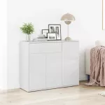 &Scaron;oninė spintelė, balta, 88x30x70cm, apdirbta mediena, blizgi