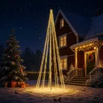 LED Kalėdų medis 385 cm 2460 LED &Scaron;ilta balta Plienas Juoda