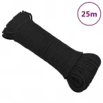 Valties virvė, visi&scaron;kai juoda, 5mm, 25m, polipropilenas