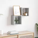 Sieninės lentynos 2 pcs Pilkas Sonoma 26 x 15 x 26 cm