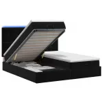 Otmana lova su matracsu ir LED Juoda 200 x 200 cm Aksomas