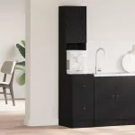 Virtuvės bufetai su stalčių Juodas ąžuolas 32 x 50 x 180 cm