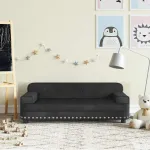Vaiki&scaron;ka sofa, juodos spalvos, 90x53x30cm, aksomas