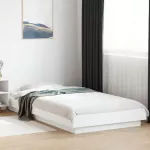 Lovos rėmas su LED Balta 80 x 200 cm Apdirbta mediena
