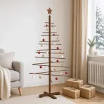 Medinė Kalėdų eglutė 150 cm Bambukas ir pu&scaron;ies medienos masyvas
