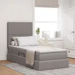 LED saugojimo lova su čiužiniu Taupe 100 x 200 cm Audinys