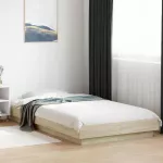 Lovos rėmas su LED Sonoma ąžuolas 80 x 200 cm Apdirbta mediena
