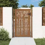 Sodo vartai, 100x125 cm, Corten plienas, bambuko dizainas