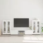 TV spintelių komplektas FLORIN 3 pcs Auk&scaron;tai blizganti balta