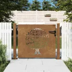 Sodo vartai, 100x75 cm, Corten plienas, medžio ra&scaron;tas