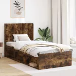 Lovos rėmas su saugojimu ir nugara Dūminio ąžuolo 75 x 190 cm
